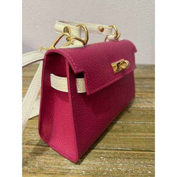 Sorrentino Purse for sale | eBay RS Sorrentino Pink Pebbled Leather Mini Bag Made in Italy Coquette Chic Womens